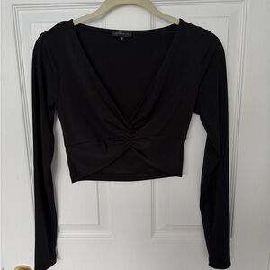 Dynamite Black Twist Front Crop Top
